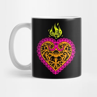 Colorful Mexican Talavera Sacred Heart Mug